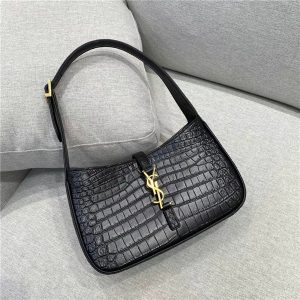LE 5 A 7 Hobo Bag Black Crocodile