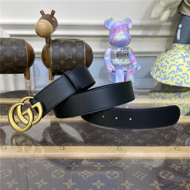 2015 Re-Edition Wide Leather Belt 3.8cm 400593B Black/Gold