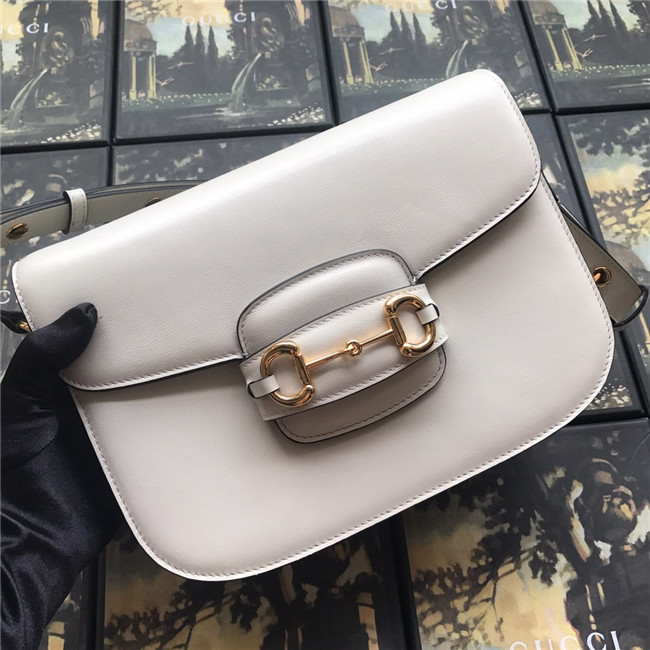 Gucci 1955 Horsebit shoulder bag 602204 White Leather