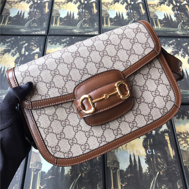 Gucci 1955 Horsebit Shoulder Bag 602204 GG Supreme/Brown