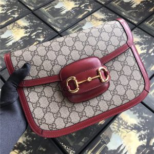 Gucci 1955 Horsebit Shoulder Bag 602204 GG Supreme/Red