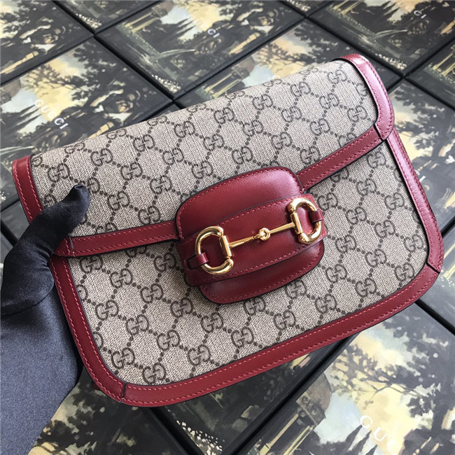 Gucci 1955 Horsebit Shoulder Bag 602204 GG Supreme/Red