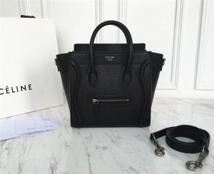 Celine Nano Luggage Black Pebbled Leather