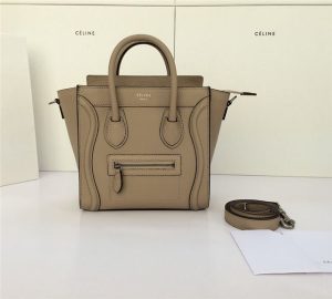 Celine Nano Luggage Beige Pebbled Leather