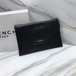 Givenchy Antigona envelope clutch Black Grained leather