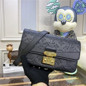 Black Embossed grained cowhide leather