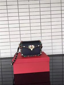 Valentino Rockstud small cross body Black with multicolored cabochons