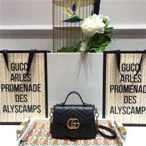 GG Marmont mini top handle bag Black
