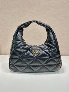 Prada Large Topstitched Nappa-Leather Bag 1BC183 Black