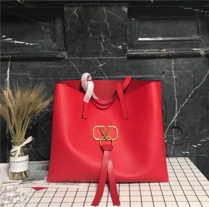 Valentino Large Vring Shopping Tote Rouge Pur