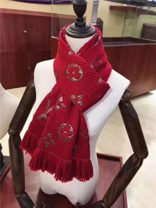 Louis Vuitton Logomania Shine Scarf M75832 Ruby/Gold