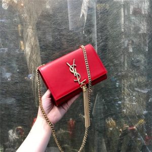 YSL Mini Kate Bag With Tassel Red Smooth Leather / Gold