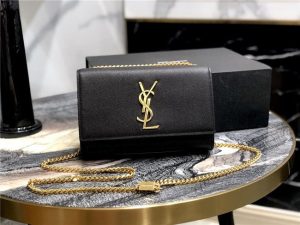 YSL Kate Small in Grain De Poudre Embossed Leather Black / Gold