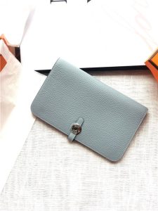 Hermes Dogon Passport Long Wallet 1115 Blue Lin