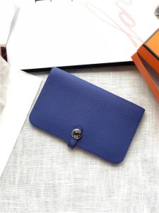 Hermes Dogon Passport Long Wallet 1115 Electric Blue