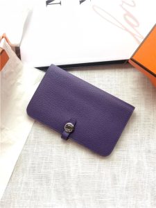 Hermes Dogon Passport Long Wallet 1115 Purple