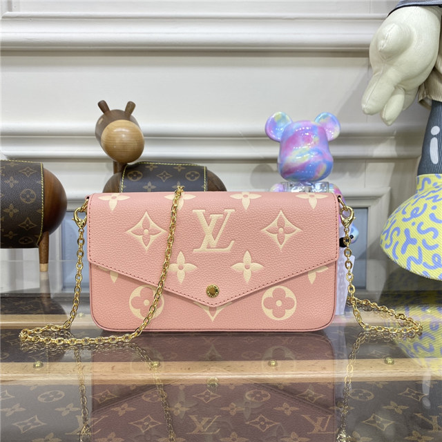 Louis Vuitton Pochette Felicie Bicolor Monogram Empreinte Leather Pink