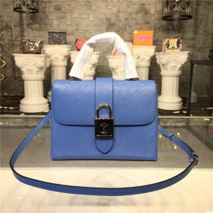 oversized gold-metal LV padlock closure