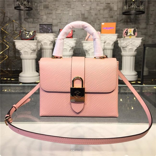 oversized gold-metal LV padlock closure