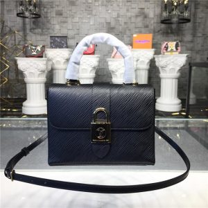 oversized gold-metal LV padlock closure