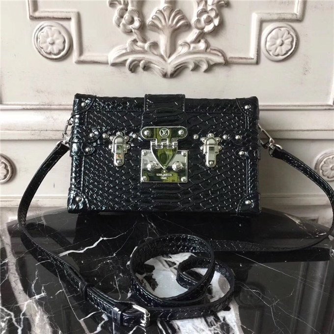 Louis Vuitton Petite Malle Black Python Skin