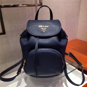 Prada Leather Backpack Navy