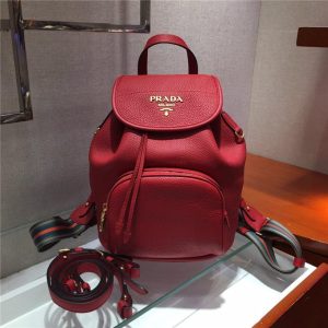Prada Leather Backpack Red