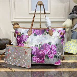 lv floral neverfull handbag