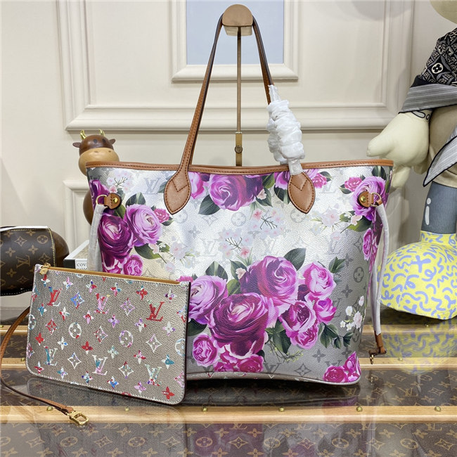 lv floral neverfull handbag
