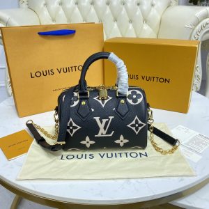 Louis Vuitton Monogram Empreinte Speedy Bandouliere 20 Black/Beige M58953
