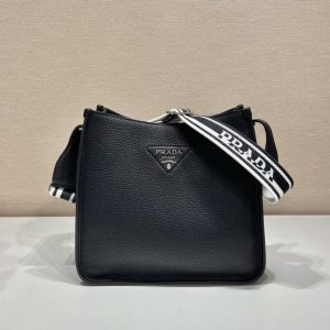 Prada Leather Hobo Bag Black 1BC073