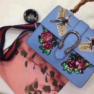 Gucci Dionysus Embroidered Leather Top Handle Bag
