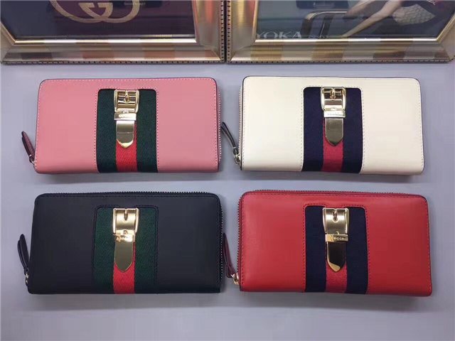 Gucci Sylvie Leather Zip Around Wallet (Varied Colors)