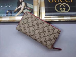 Gucci GG Supreme Zip Around Wallet With Cherries
