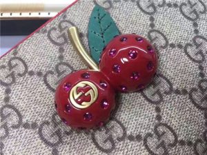 Gucci GG Supreme Zip Around Wallet With Cherries