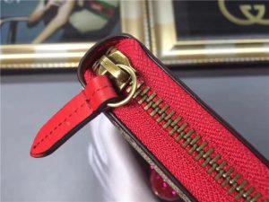 Gucci GG Supreme Zip Around Wallet With Cherries