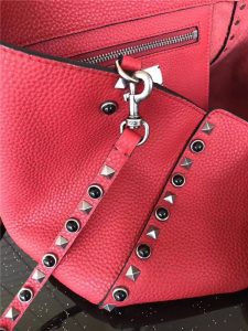 Valentino Rockstud Rolling Red with Black stones