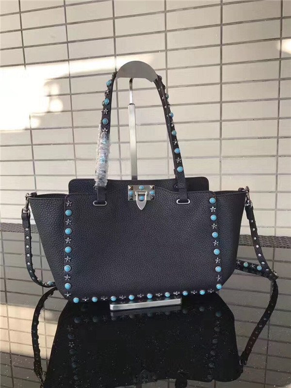 Valentino Rockstud Rolling Black with turquoise stones