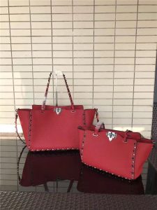 Valentino Rockstud Rolling Red with Black stones