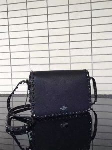 Valentino Rockstud textured-leather Black with Black stone