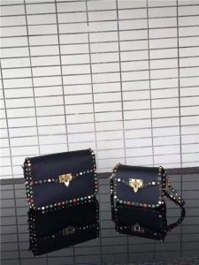Valentino Rockstud textured-leather Black with multicolored cabochons