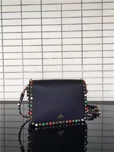 Valentino Rockstud textured-leather Black with multicolored cabochons