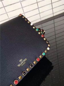Valentino Rockstud textured-leather Black with multicolored cabochons