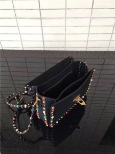 Valentino Rockstud textured-leather Black with multicolored cabochons