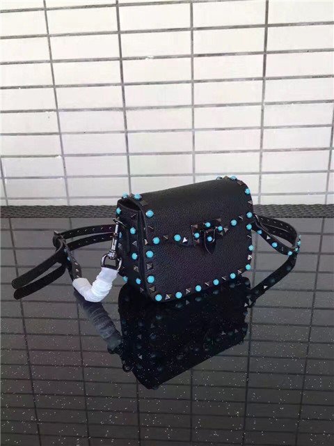 Valentino Rockstud small Black with turquoise stone