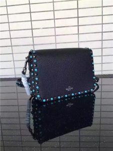 Valentino Rockstud textured-leather Black with turquoise stone