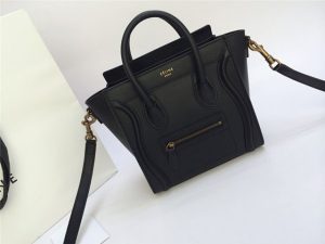 Celine Nano Luggage Black Smooth Leather