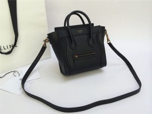Celine Nano Luggage Black Smooth Leather