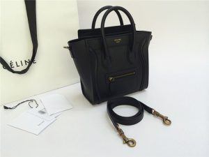Celine Nano Luggage Black Smooth Leather