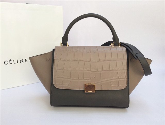 Celine Mini TRAPEZE Grey Crocodile